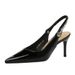 1859-AK201 European And American Style Patent Leather Shallow Pointed Toe Fashion Rhinestone Back Strap High Heel_vogvips.com