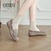 OZZEG Genuine Leather Spring Shallow Mouth Tassel Maternity Single Flat Bottomed Women's Boat Shoes 2FC07_vogvips.com