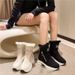 Winter New Round Head Plush Thermal Side Zipper Low Barrel Flat Bottom Casual Student Women's Snow Boots_vogvips.com