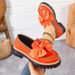 Women's Thick Soled Platform Low Top Single Shoes Plus Size British Style Leather Bow_vogvips.com