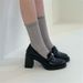 Cowhide Loafers Women's Thick Heel Platform Lazy Small Leather Shoes One Pedal High Heel Single Shoes_vogvips.com
