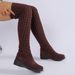 Winter Women's Slimming Wedge Over The Knee Boots Plus Size Thick Sole Knitted Platform Sock Boots_vogvips.com