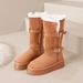 Tall Snow Boots Women's Thick-soled Piled Thickened Medium And Long Snow Cotton Boots Cotton Shoes_vogvips.com