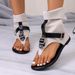 Women's Plus Size For Export, 2026 Summer New Style, Thong-Toe Flat Sole With Back Zipper, Roman Suede Buckle Sandals_vogvips.com