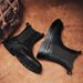 European Warm Series Martin New Autumn Winter British Casual Black Glossy Leather Men's Thick Sole Height Increasing Motorcycle Work Boots_vogvips.com