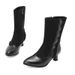 New Fashion Round Buckle Short Tube Knight Thick Medium Heel Women's 40-48 Large Size Boots_vogvips.com