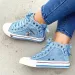 Women New Denim Flat-heel Round Toe Lace-up Skull Metal Decoration High-top Comfortable Fashion Classic Platform Casual_vogvips.com