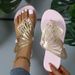 2024 Plus Size Women's Beach Sandals Fashionable Bow Tie Flat Comfortable European American Style PU Slides In Black Brown_vogvips.com