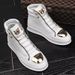 Athletic Shoes New Martin Boots Men's High-Top Shoes Metal Casual Leather Boots Men's Korean Style Trendy Street Dance Shoes_vogvips.com