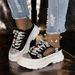 Women's Plus Size Summer 2025 Casual Sneakers - Breathable Lace-Up Slip-On Shoes With Mid Heel For Comfort & Style_vogvips.com