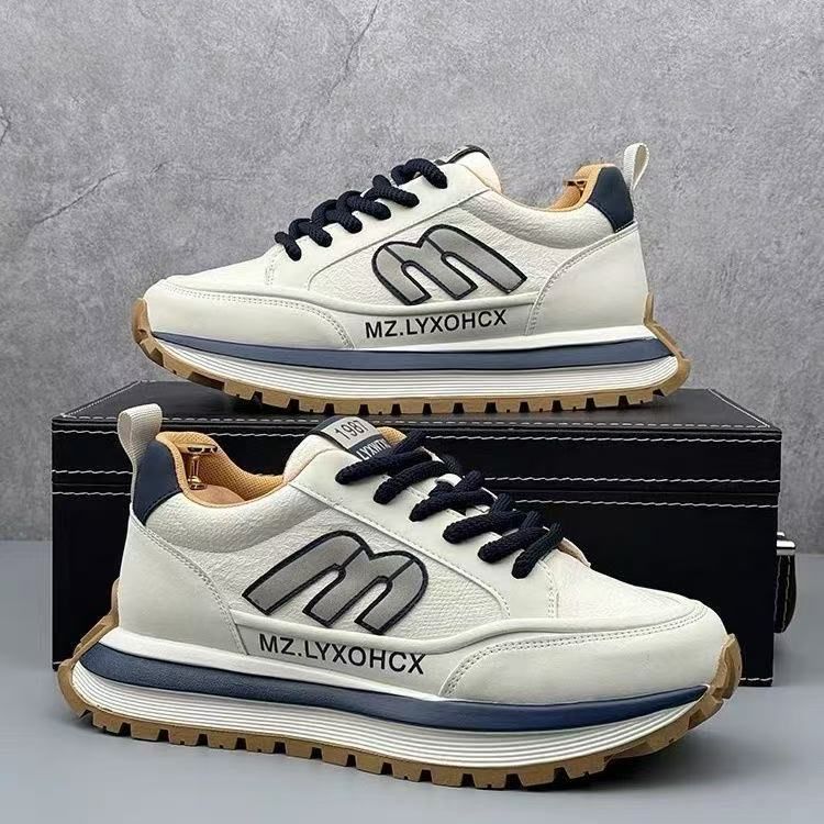 Men's Fashion Sneakers Thick Sole Platform Color Block Casual Retro Dad Shoes Trendy Athletic Walking Versatile Breathable_vogvips.com