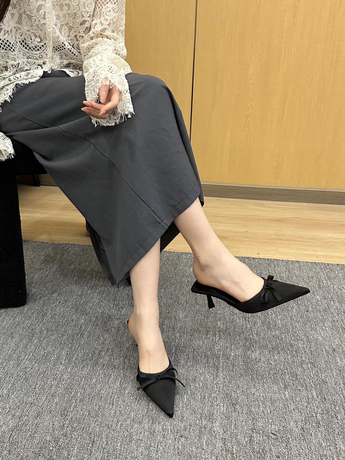Beautiful To The Core! Taro Purple Pointed-toe Mules For Women With Bow And Stiletto Heels_vogvips.com