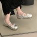 Women's Flat Shallow , New Autumn 2025 Model, Soft-soled Loafers To Match Skirts Silver JK Mary Jane Small Leather_vogvips.com