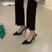 2024 European And American Style Trendy Pointed-toe Shallow Backless Sandals, Sexy Closed-toe With Back Strap, Thin High_vogvips.com