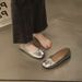 2025 Summer New Silver French Bow With Skirt Soft Bottom Bean Shoes Casual Daily Fashion Exquisite_vogvips.com