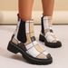 Women's Chunky Heel Chelsea Boots - Vintage Style Ankle Boots With Round Toe & Rubber Sole, Comfortable Mid-Calf Boots_vogvips.com