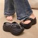 Thick Soled Flip Flops For Women Summer Outdoor Wear Height Increasing Durian Diamond Shaped Non Slip Beach High Heeled Sandals_vogvips.com