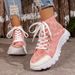 Women's Breathable Knit Sneakers - Lightweight Floral Mesh Walking Shoes For Travel/Gym (Black/Khaki/Pink) - EU 36-43_vogvips.com