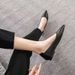 Soft Comfortable Flat Professional Women's Slip-on Black New Pointed-toe Soft-soled Work Shoes, Office Leather Shoes_vogvips.com