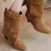 Sheepskin Version ~ Niche Tassel Pointed Toe Flap Western Cowboy For Women Autumn Winter Short Slim Boots_vogvips.com
