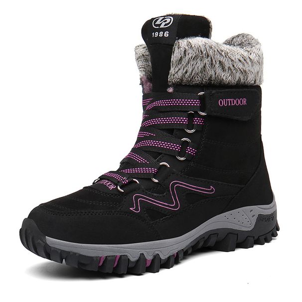 Women's High Top Cotton Shoes, Snow Boots, Thickened And Plush Warm Cotton Shoes, Outdoor Fashionable Casual Shoes_vogvips.com