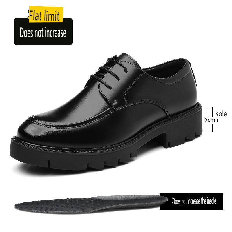 Men's Leather Dress Shoes With 8cm Hidden Heel And Comfortable Sole_vogvips.com