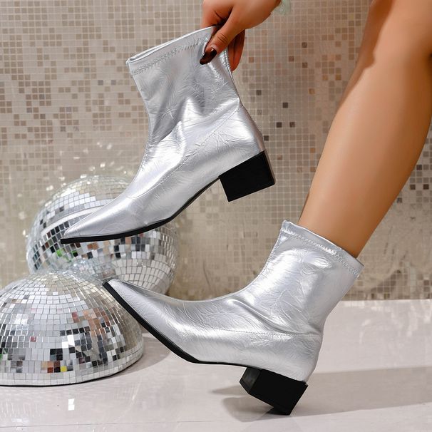 Autumn New Style Plus Size Women's British Pointed Toe Low Heel Martin Boots Slimming Slip-On Ankle Boots_vogvips.com
