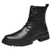 Martin Boots Men's Trendy Velvet Cotton Shoes High-top Wind-top Black Tooling Boots_vogvips.com