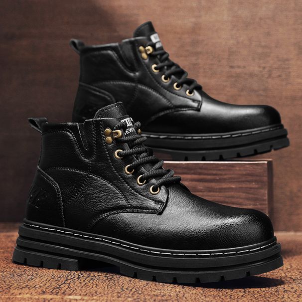 Outdoor Casual Leather Thick-soled Couple Wear-resistant Martin Boots Thickened To Keep Warm_vogvips.com