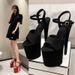Round Toe Waterproof Platform Fashion New Thin Heel Super High Heel Casual Velvet Fashion Sandals Women's Flats_vogvips.com