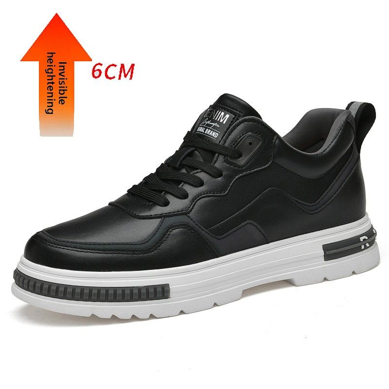 Round Head Men's Height-increasing Lace-up Board Shoes Breathable Youth Sports Leisure Reflective Little White Men's Shoes_vogvips.com