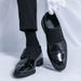2025 Fall/Winter New Pointed Round-Toe Button-Combination Color Men's Suit Suede Slip-On Leather Shoes_vogvips.com