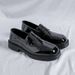 Blue Square Head Low Heel Foot Cover Patent Leather Casual Daily Business Commuter Leather Shoes_vogvips.com