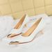 237-29 European And American Style Banquet Fashion Women's Mid-Heel Shallow Mouth Metal Pointed Toe Sparkling Sequin_vogvips.com