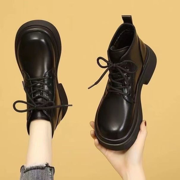 Platform Sole Comfortable Short British Style Fashion Martin 2024 Autumn Winter New Lace-up Trendy Leather Shoes Single_vogvips.com