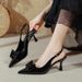 French Style High Heel Peep Sandals For Women 2025 New Red Bow Strap Backless Pointed Toe Stiletto Heels_vogvips.com