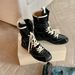 Women Boxing Boots Cowhide Version Grape Mom Same Style Boxing Color Matching Lace Side Zipper Hunting Training Martin Women's Short Boots_vogvips.com