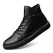 Men's Casual Single Shoes Work High-top Lace-up Round Head Warm Casual Board Shoes Irst Layer Cowhide Rubber Sole_vogvips.com