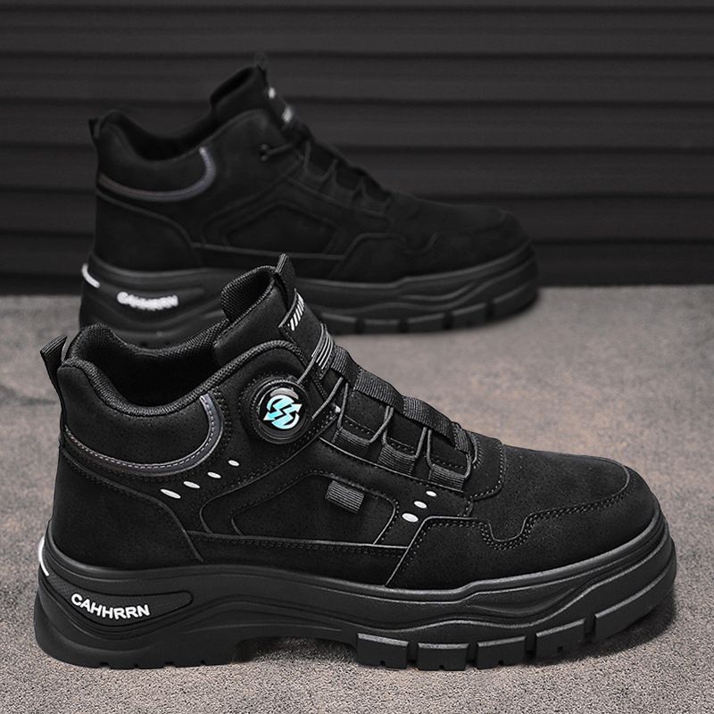 European Warm Series Shoes 2025 New Autumn Men's Fashion Trend Work Ankle Spiral Buckle Sports High-top Martin Boots_vogvips.com