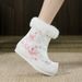 Yiya Cotton Autumn Winter Old Beijing Cloth Shoes High-top Ethnic Style Women's Short Retro Embroidered Boots Paired_vogvips.com
