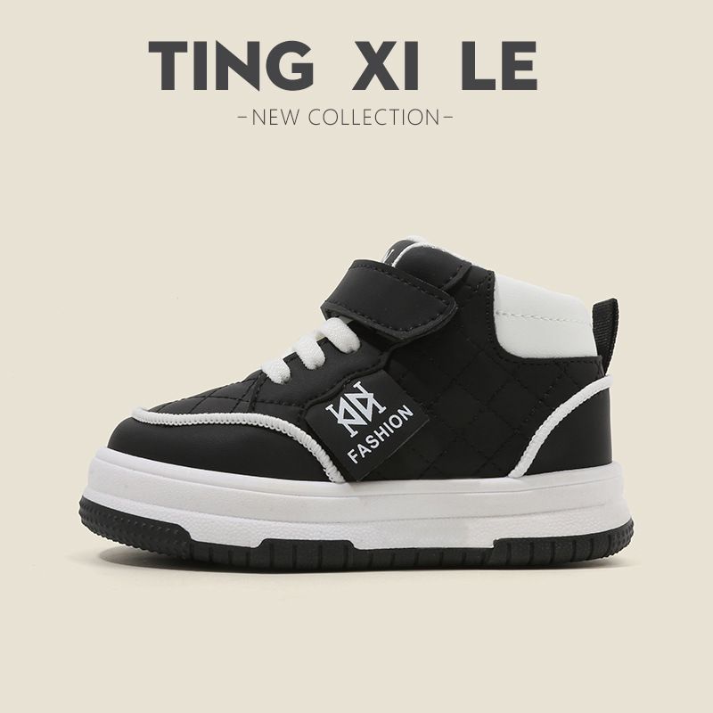 Boys Casual Board Shoes New High Top Girls Small White Shoes Soft Soled Baby Shoes_vogvips.com