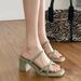 Non Tiring Sandals For Women's Summer 2025 New Line With Back Hollow Square Open Toe Thick High Heel Slippers_vogvips.com