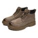 Vintage Tooling Boots Lace-Up Short Boots High Top Platform Martin Boots_vogvips.com
