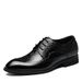 Euro Step Men's Business Formal Shoes Genuine Leather Brogue Carved British Style Trendy Lace-up Korean Version Pointed Toe_vogvips.com