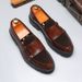 New Derby For Men, Summer Slip-On Leather Shoes, British Style, Trendy Business Thick-Soled Large Size Men's Shoes_vogvips.com