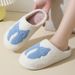 Cozy Cartoon Bow Knit Slippers For Women & Men - Warm Fleece-Lined Indoor House Shoes With Non-Slip TPR Sole Indoor Cotton Slippers_vogvips.com
