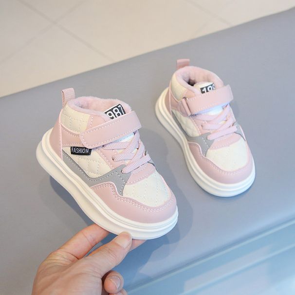2024 Winter Kids Plush Padded Board Two Cotton Boys' Fashion Casual Shoes Heattech Plaid Girl Sneaker_vogvips.com
