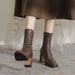 Melard Style Chunky Heel Mid-Calf For Women, Autumn And Winter New Fleece-Lined French Bare Boots, Elastic Slim Boots To_vogvips.com