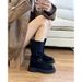 Gravity Shoe Factory Brushed Thick Bottom Mid Barrel Stacked 2025 Autumn/Winter Height Boosting Martin Women's Western_vogvips.com