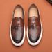 British Style One Legged Tassel Loafers Men's Casual Shoes, Versatile And Fashionable Patterned Bean Shoes For Men_vogvips.com